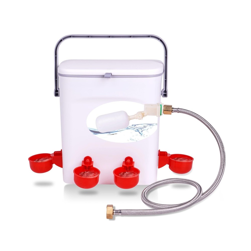 Automatic Chicken Waterer with Float Valve Kit Hose Attachment and ... Fast Ship