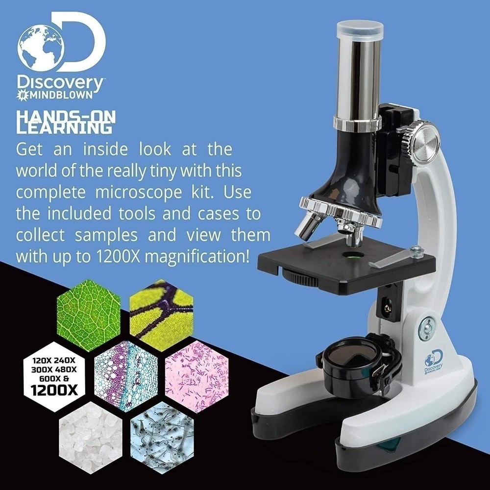 Discovery #MINDBLOWN Microscope Set 48-Piece with Durable Metal Framework,...