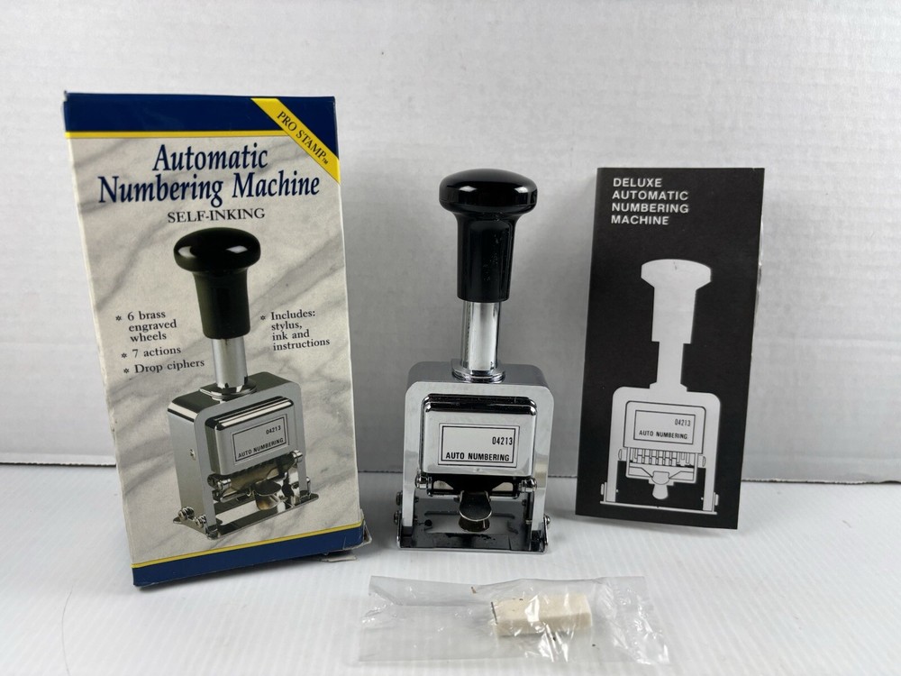 Rogers Automatic Numbering Pro Stamp Machine 04213 Self Inking TESTED 1993 Vtg