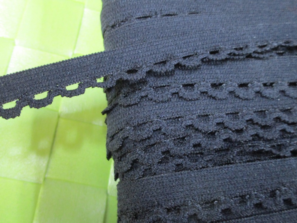 10 yards 1/2" width in black color stretch scroll elastic trim for your design