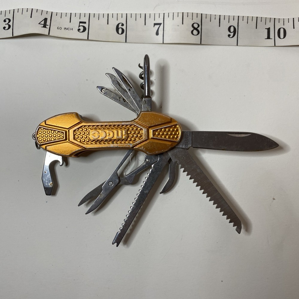 Ingco Multi-tool Pocket Knife – Compact Folding Tool with Orange Handle