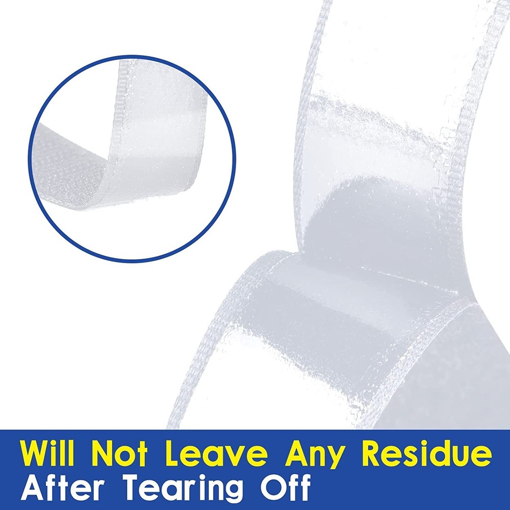 1" x 82ft White Heavy Duty Hook & Loop Strips Adhesive Multi-Purpose Tape