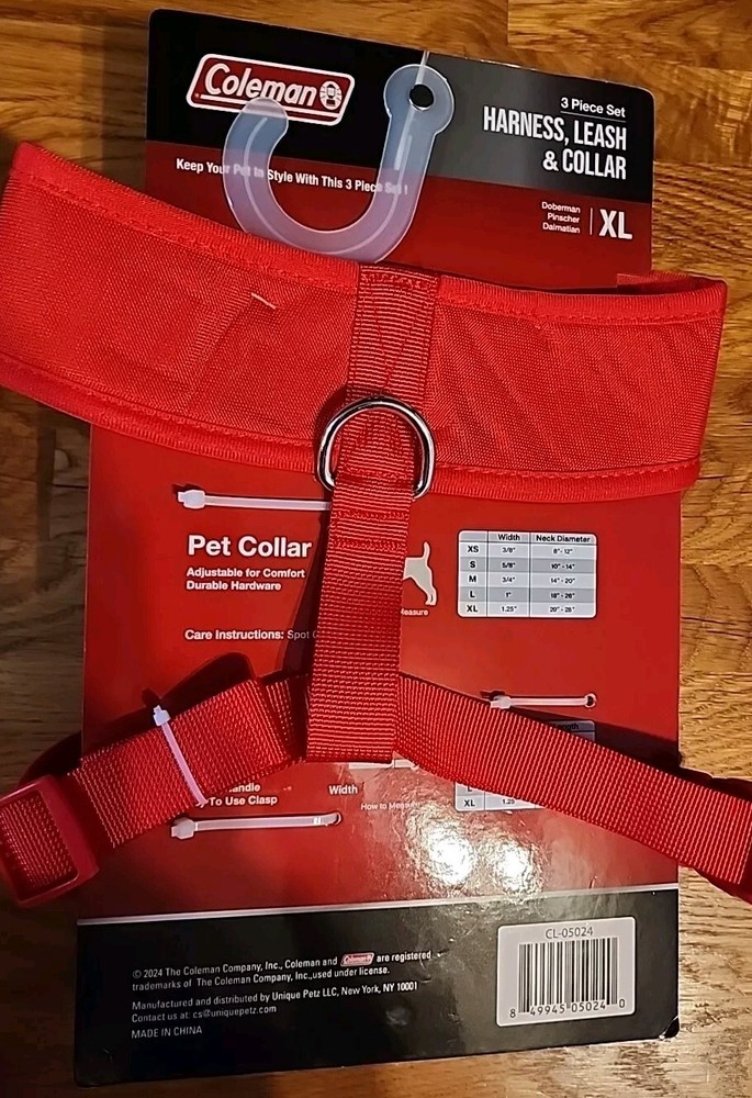 Coleman Harness, Leash & Collar Red XL