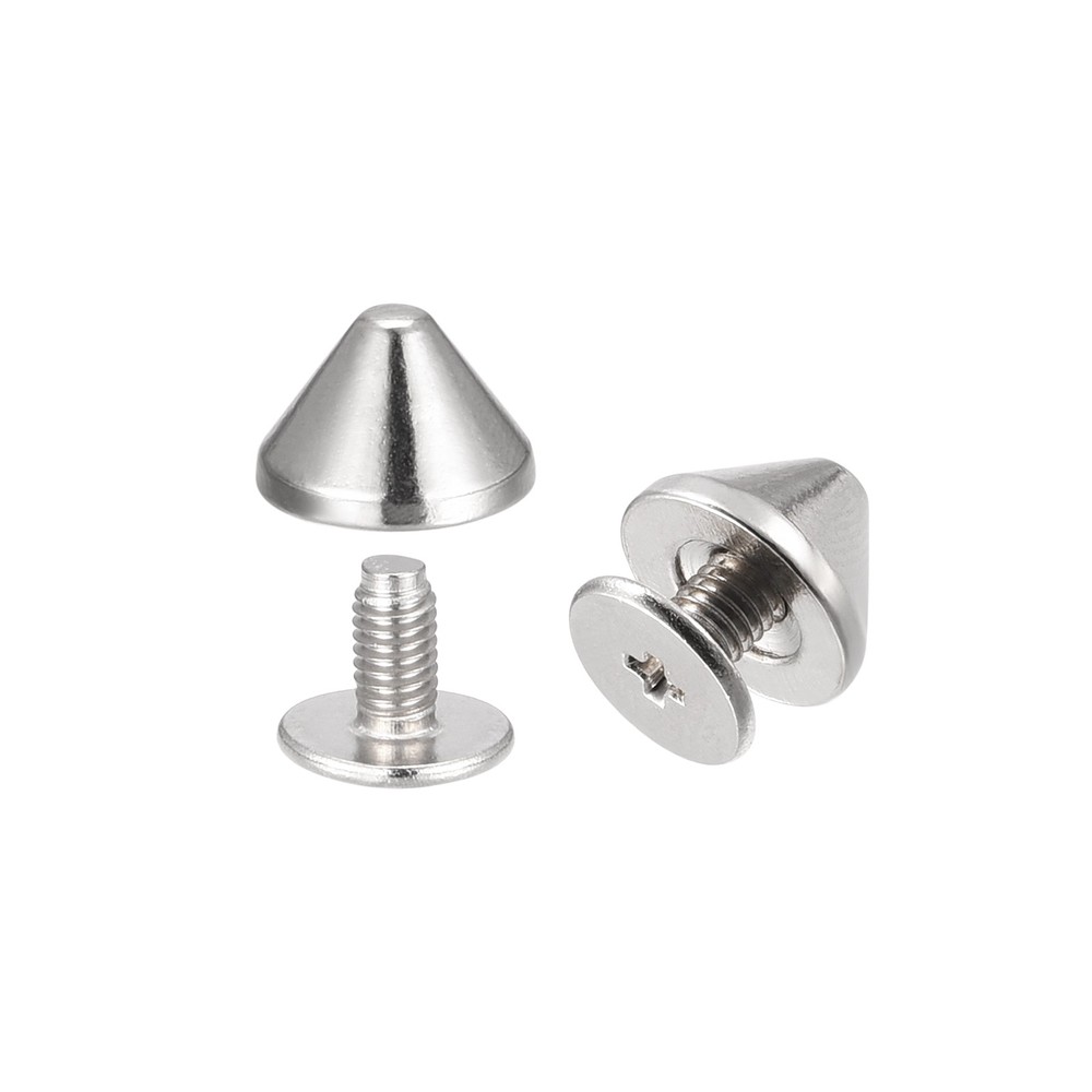 9x6mm Screw Back Rivets 30 Sets Solid Leather Studs for DIY Silver Tone