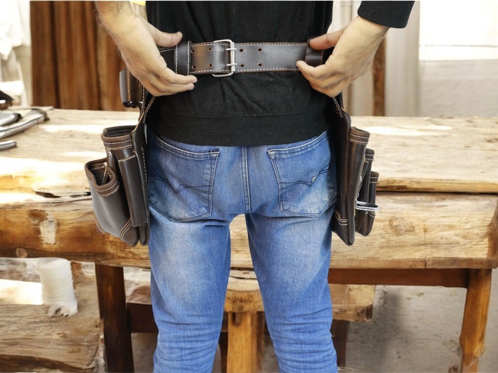 Leather Tool Belt for Construction, carpenter - Adjustable, tool belt, & comfort