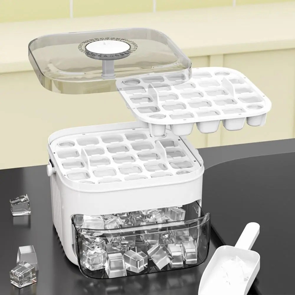 50 Cube Ice Maker Tray with Press Lid Double Layer Ice Box