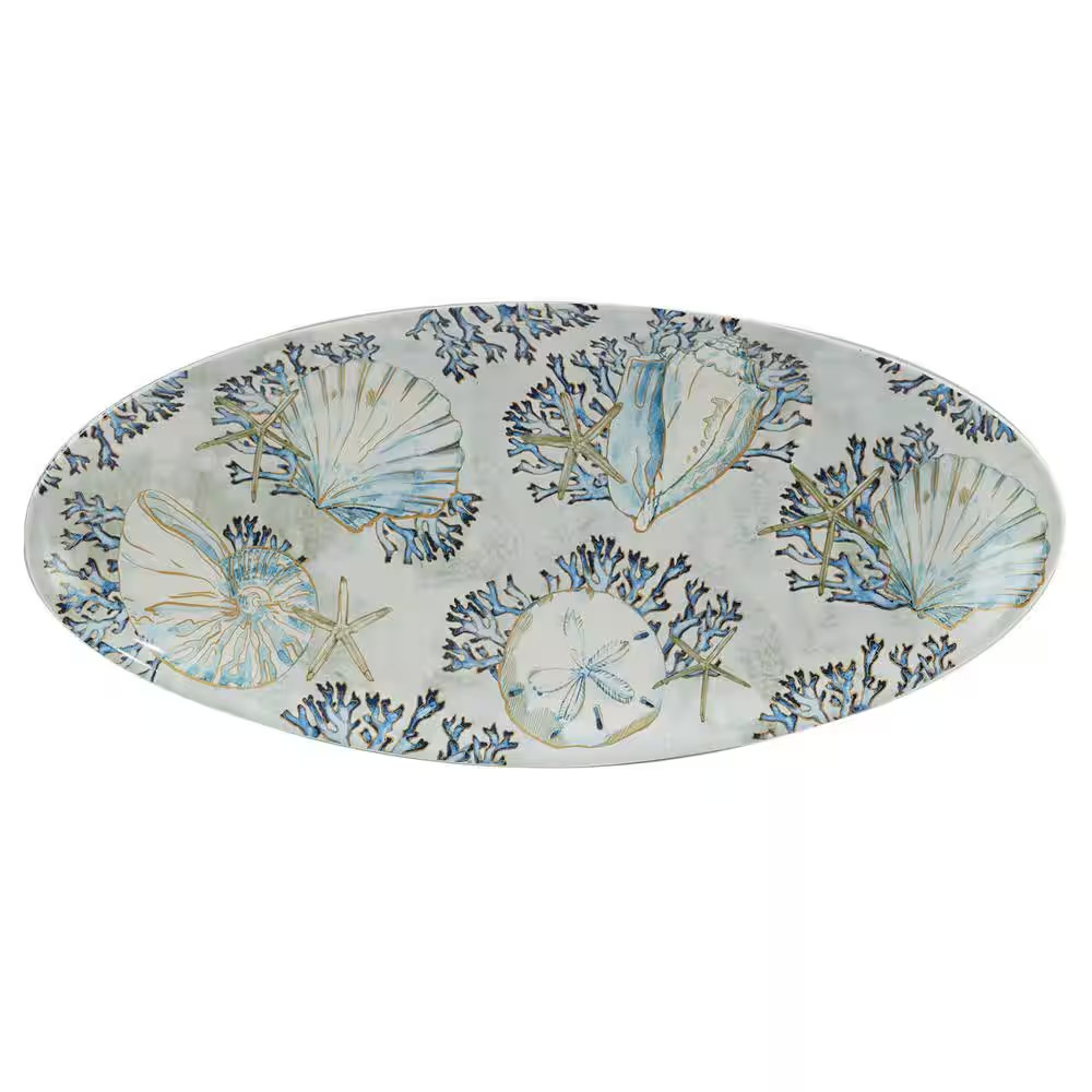 Playa Shells 19.25 In. Multicolored Earthenware Fish Platter