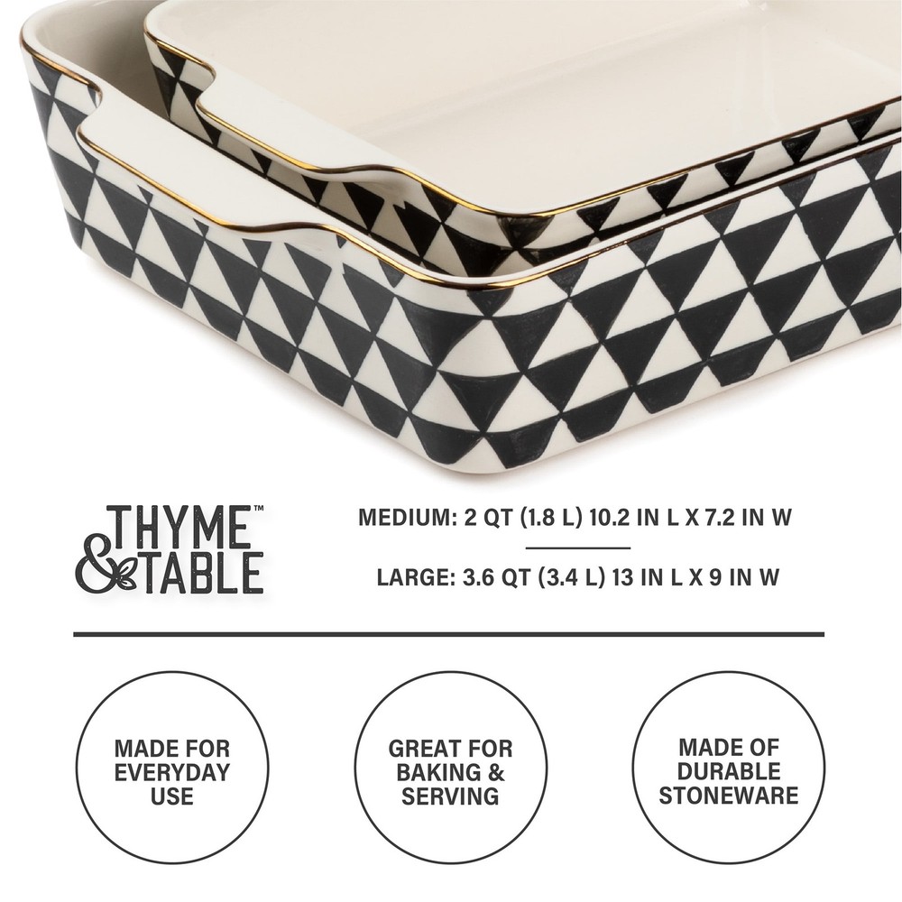 Stoneware Square & Rectangular Baker Blue Pattern 2-Piece Set