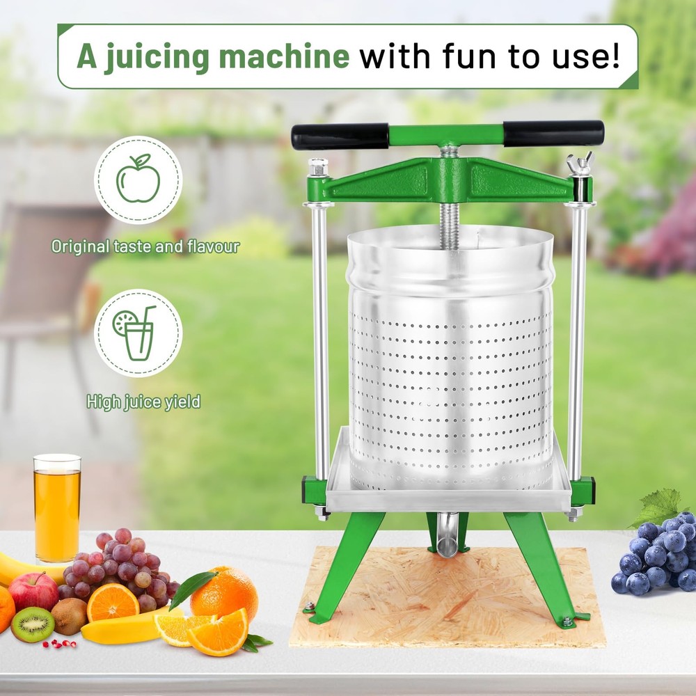 4 Gallon / 15L Fruit Press. All juice contact parts are AISI 304 Stainless St...