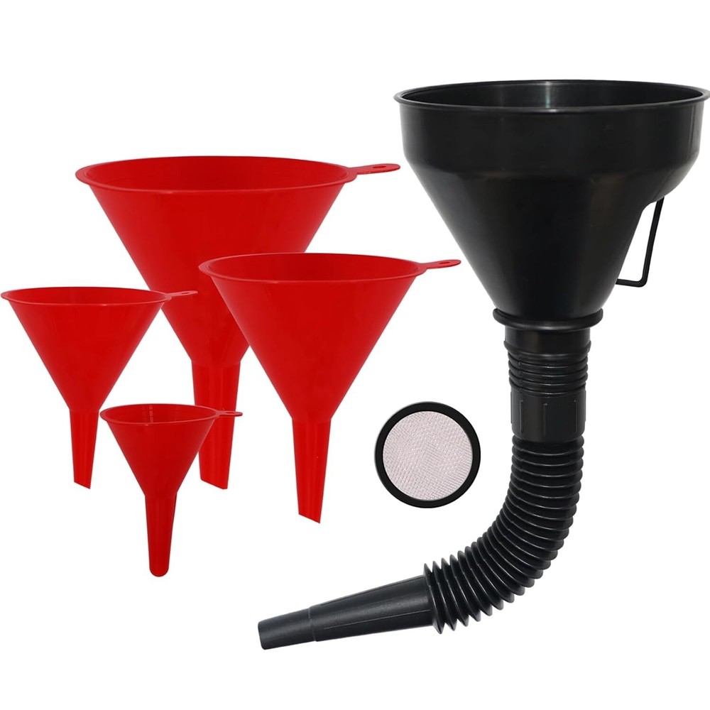 Rapid Filling Oil Funnel Set with Long Hose & Filter - Multi-Use Solution