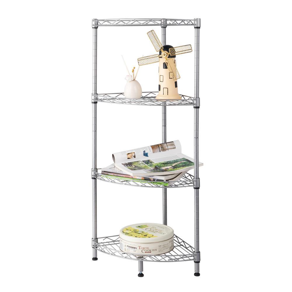 4-Tier Corner Shelf Display Rack Kitchen Bathroom Storage Wire Shelves Organizer