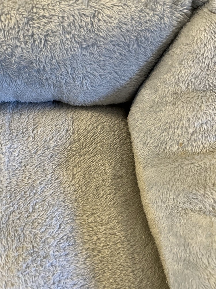 Light Blue Plush Cushion Cat/Dog Bed, Rectangular, Machine Washable Polyester