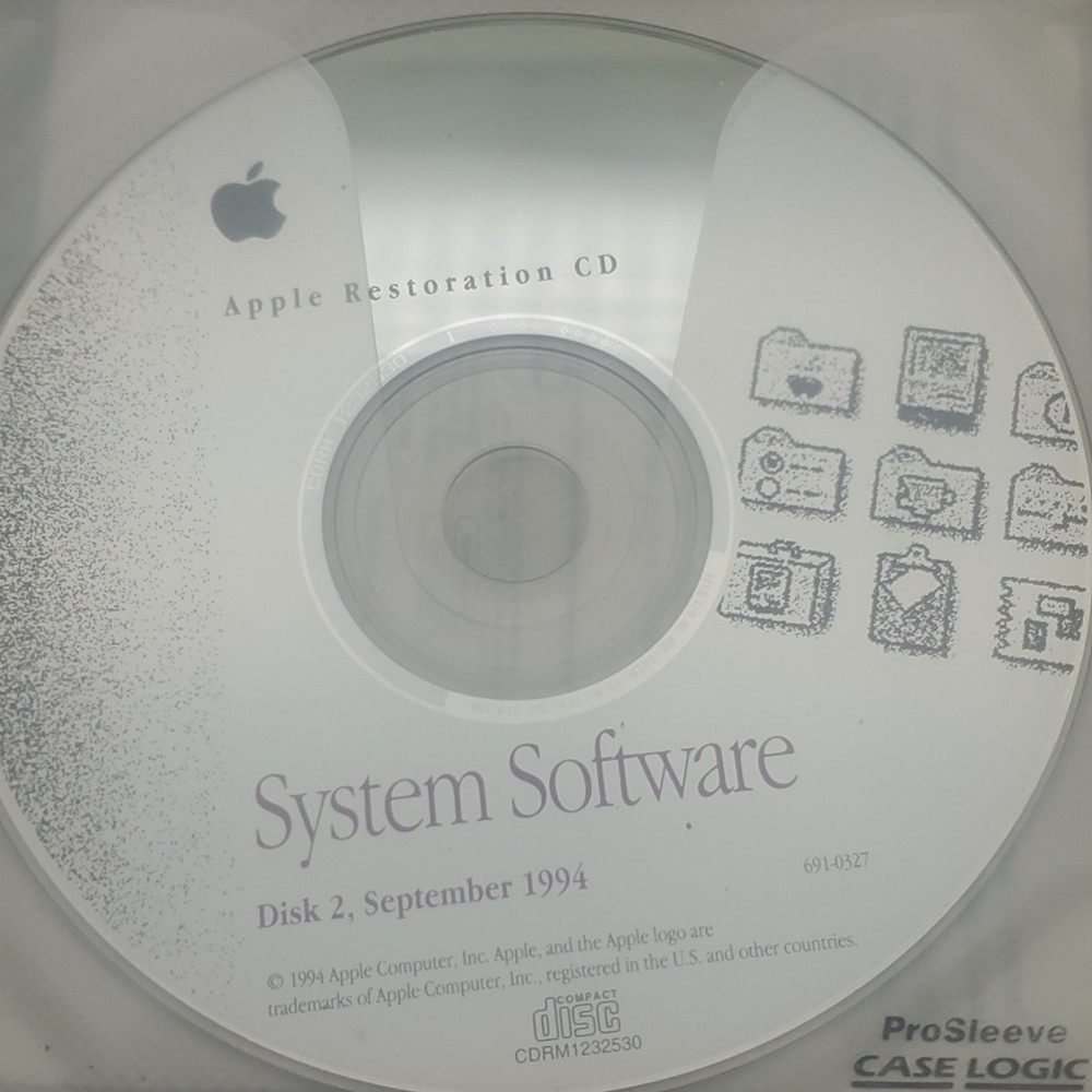 Apple Restoration CD for System Software, Disk 2, dated September 1994 691-0327