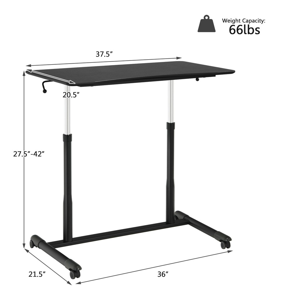 Costway Height Adjustable Computer Desk Sit Stand Rolling Notebook Table Black