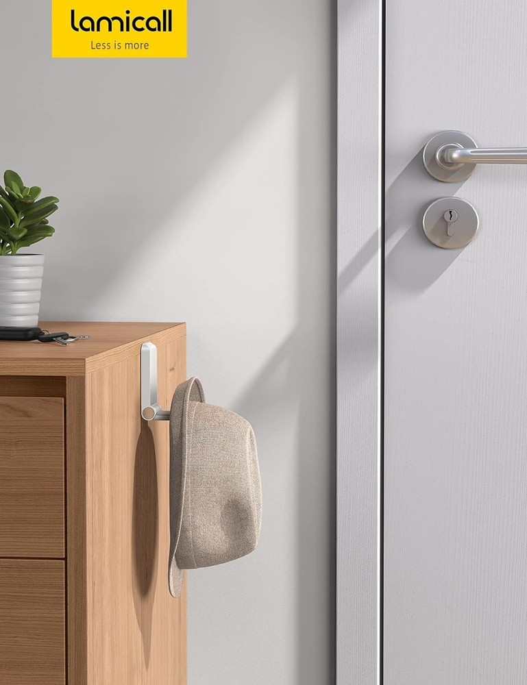 Foldable White Headphone Stand - Strong Adhesive Hook for Clutter-Free Spaces