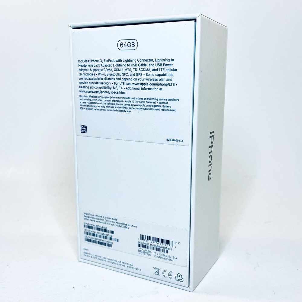 Replacement Box For iPhone X Silver 64GB w/ Inserts - SHIPS FREE!