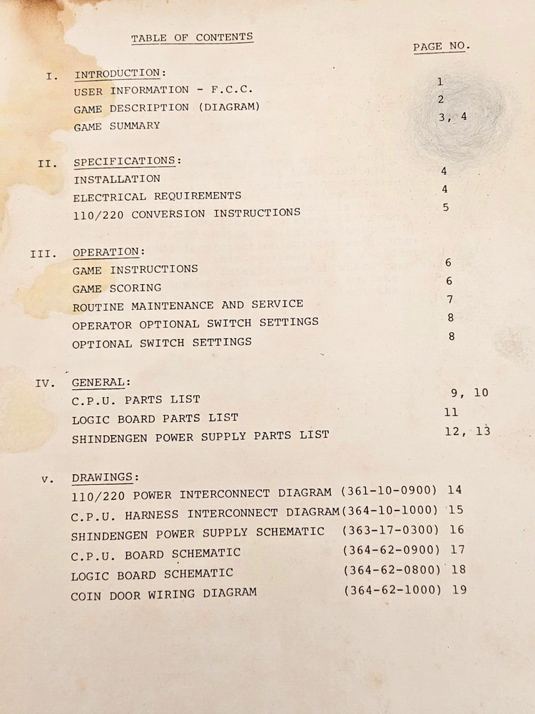 CENTURI PHOENIX VIDEO GAME SERVICE MANUAL