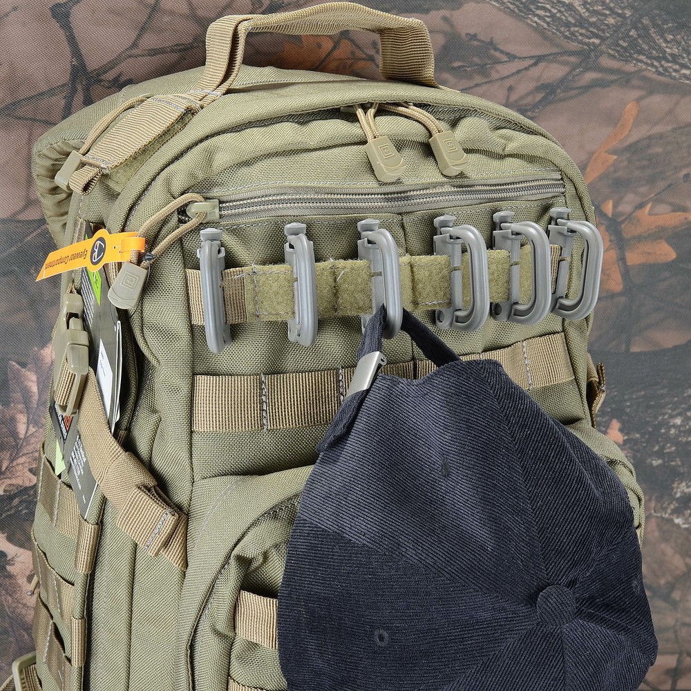 Pack of 10 Grey Locking for Molle Webbing Multipurpose Grimloc D-Ring with Bag