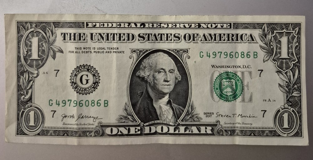 2017 Miscut Error Note #G49796086B 2 Pairs Washington One Dollar Bill $1