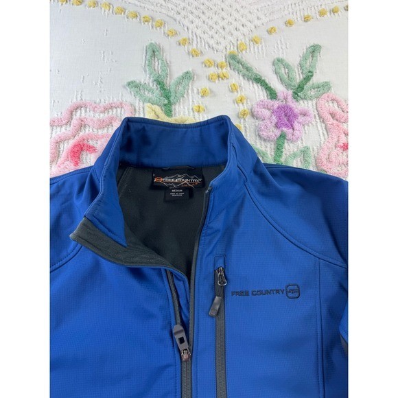 Free Country Men's Blue Full Zip Softshell Jacket Medium Water Resistant