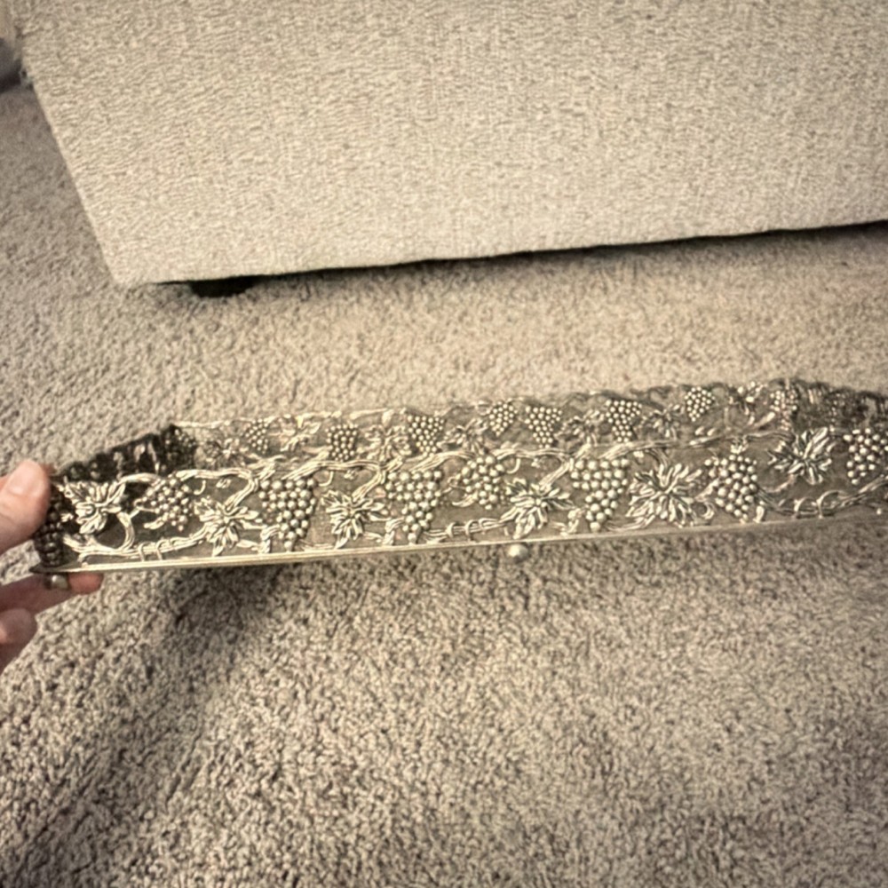 Vintage Godinger Silver Rectangular Tray with Grape Pattern