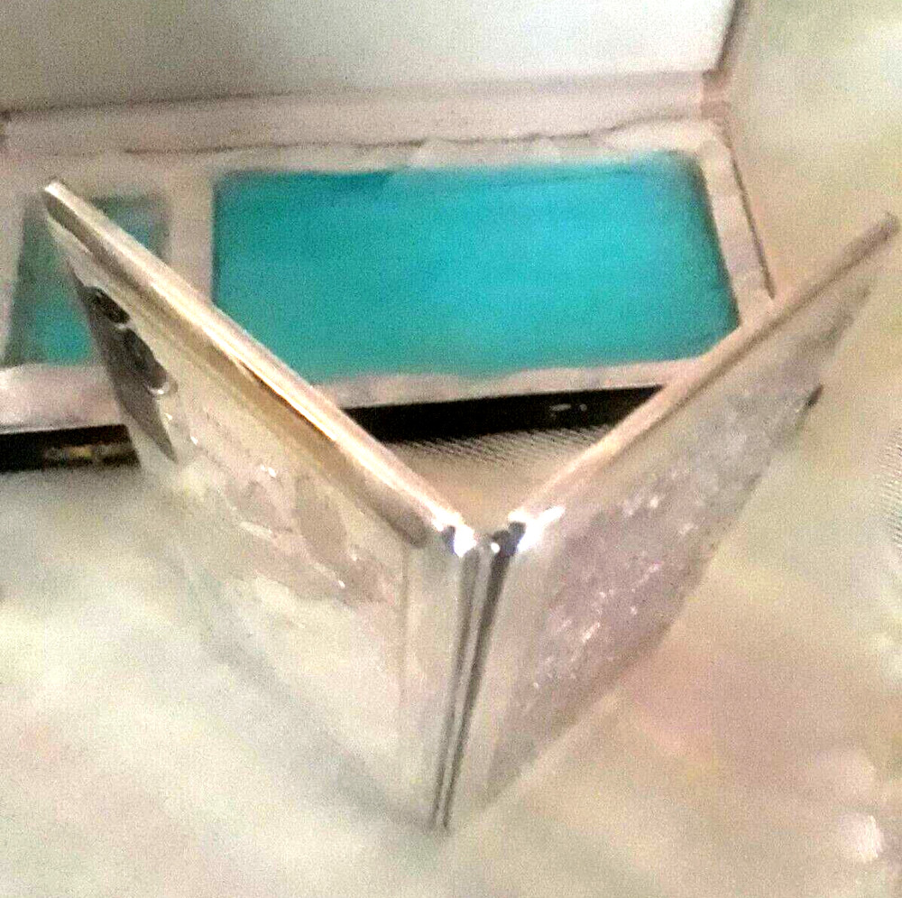 VNTG Sterling Silver .950 Cigarette Case, Lighter & Box◇210 GR◇Ornate◇Map◇Minty!