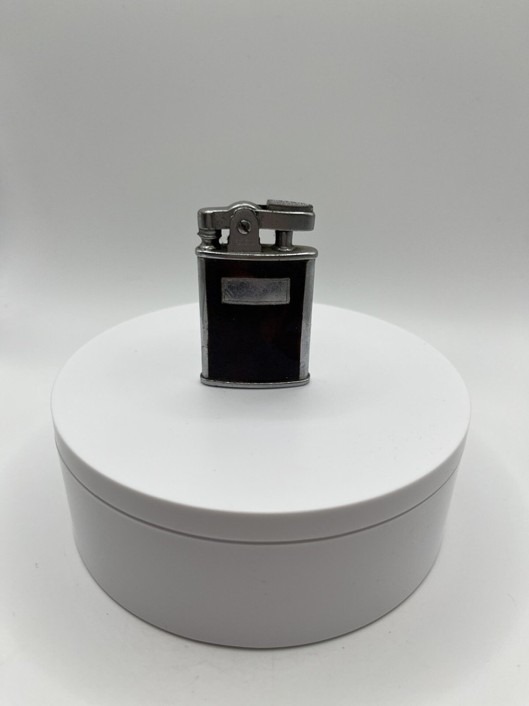 VINTAGE Ronson Standard Lighter Made In USA Blank Initial Plate Brown & Silver