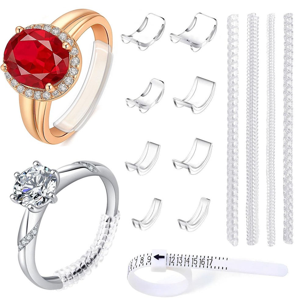 Ring Sizers for Loose Rings, 12 Packs Guards & 1 Sizer Belt, Clear