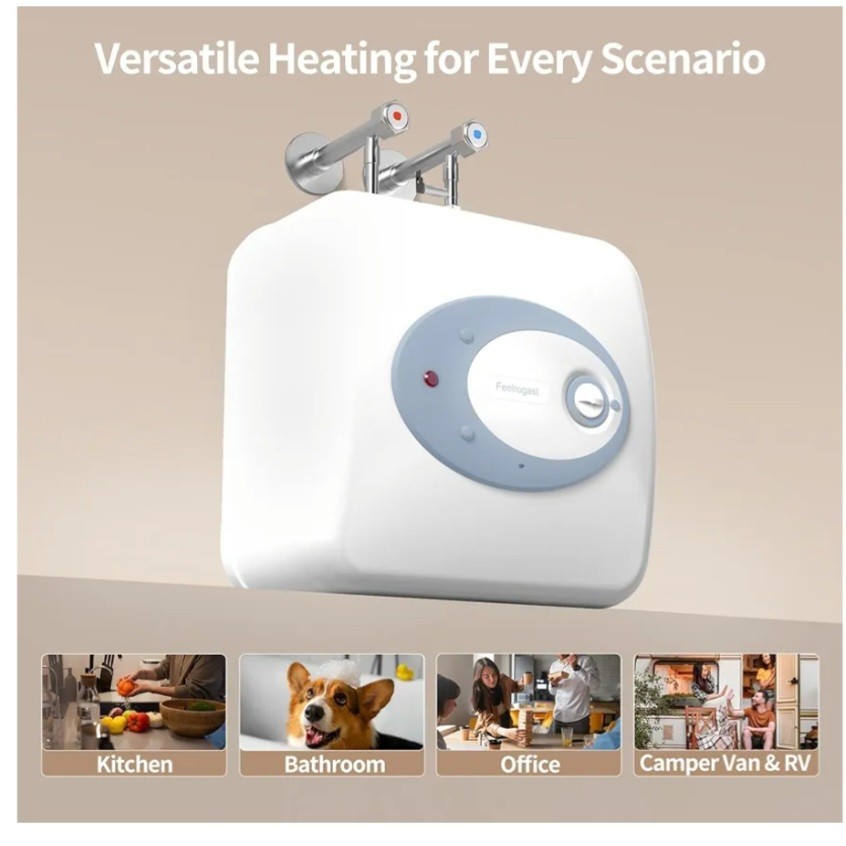 Feelrogast Electric Tank Water Heater-8 Gallon Under Sink Hot Water, 120V 1500W