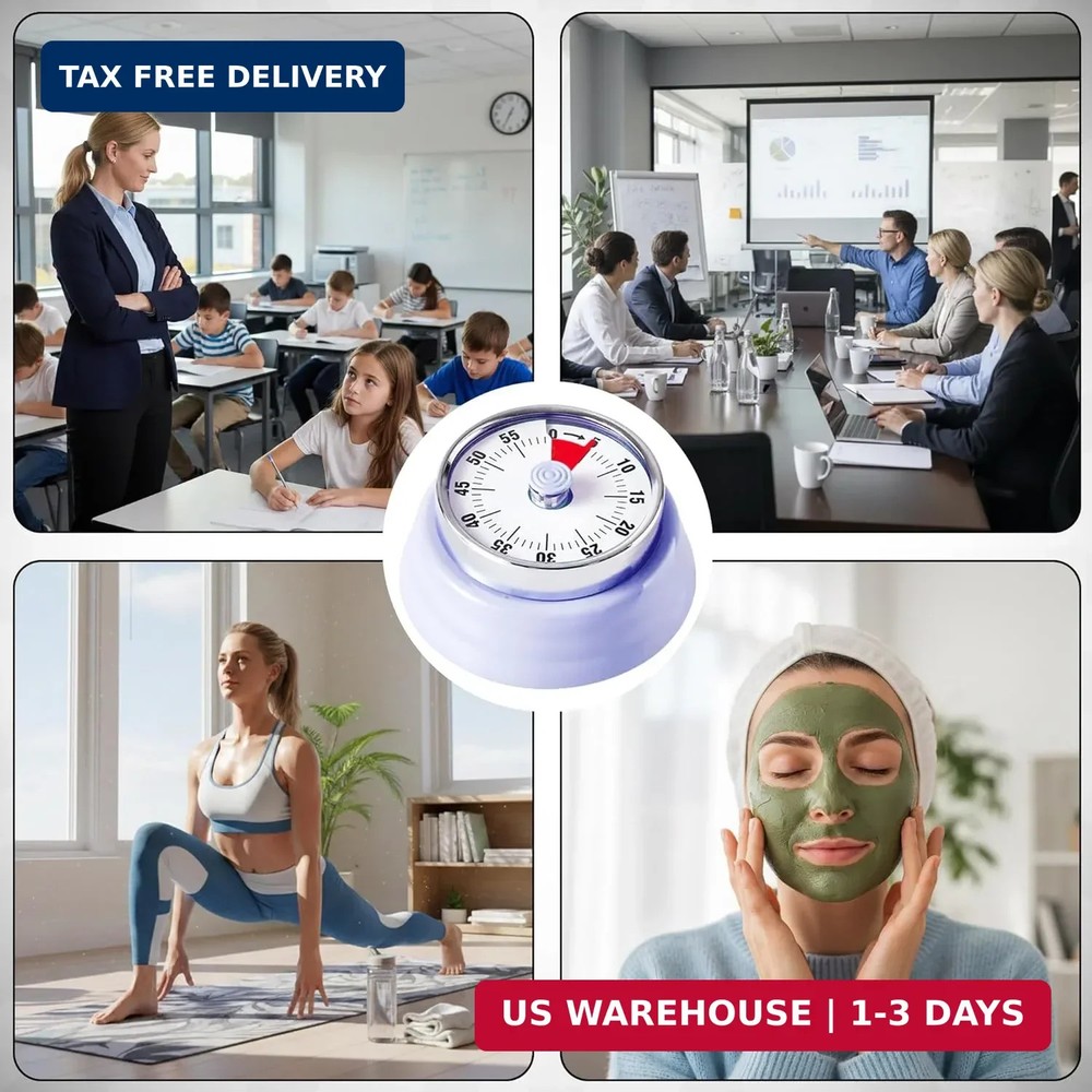 60-Minute Magnetic Visual Timer, Silent Operation and No Battery Needed, Time Ma