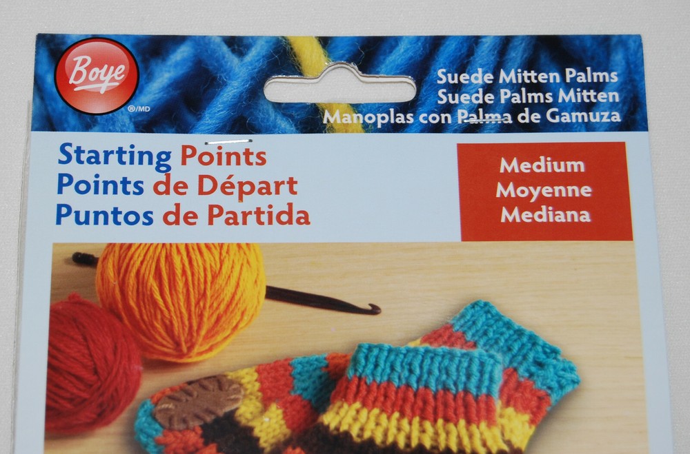 New Boye Starting Points Tan Suede Mitten Palms with Pattern sz Medium 1 pair