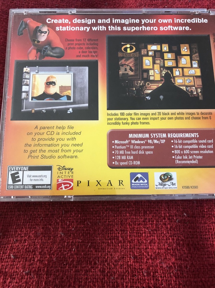 Disneys The Incredibles PC-CD ROM Print Studio PC 2005 Disney Interactive TESTED