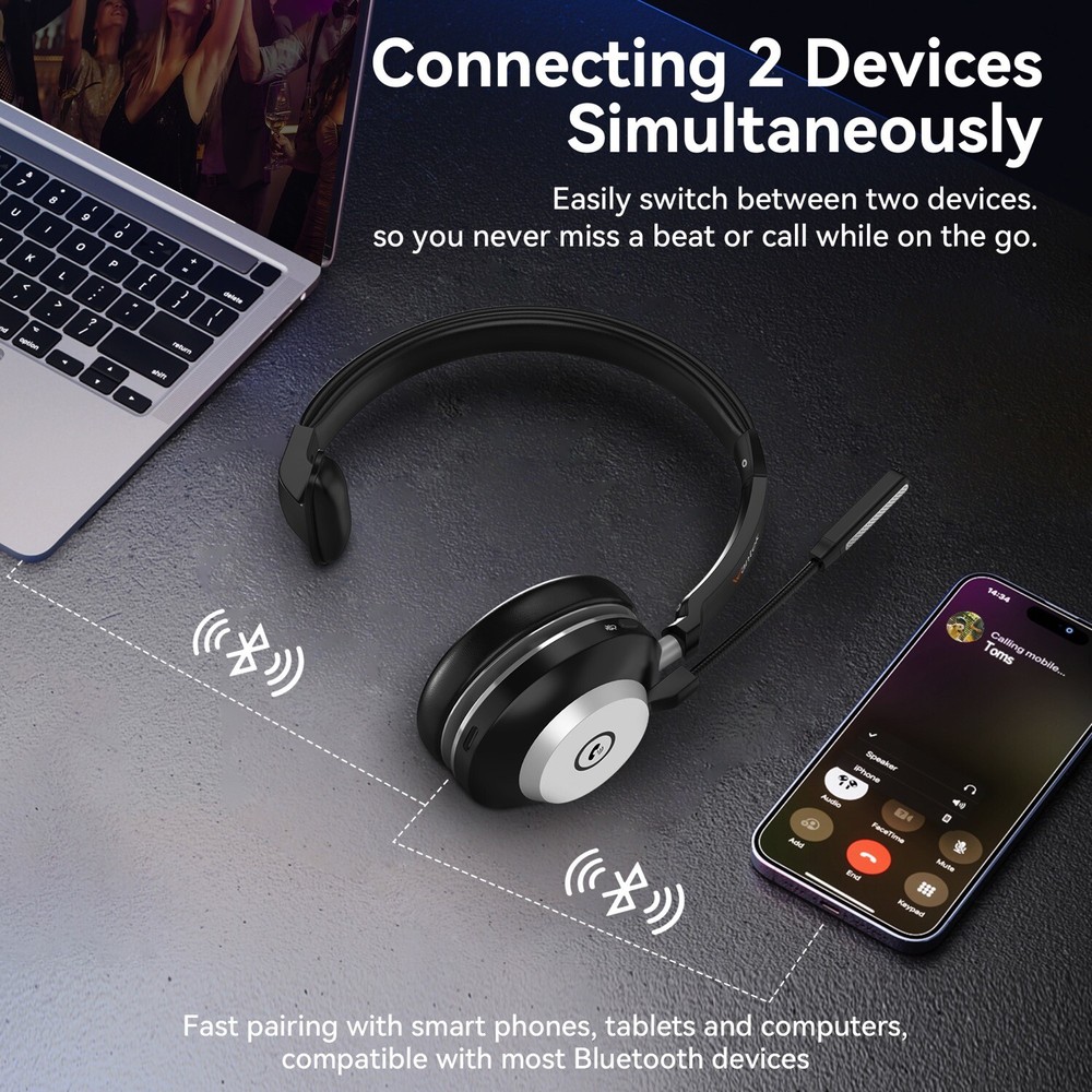 Bluetooth Earpiece with Microphone USB Dongle Wireless Headset for PC/Phone