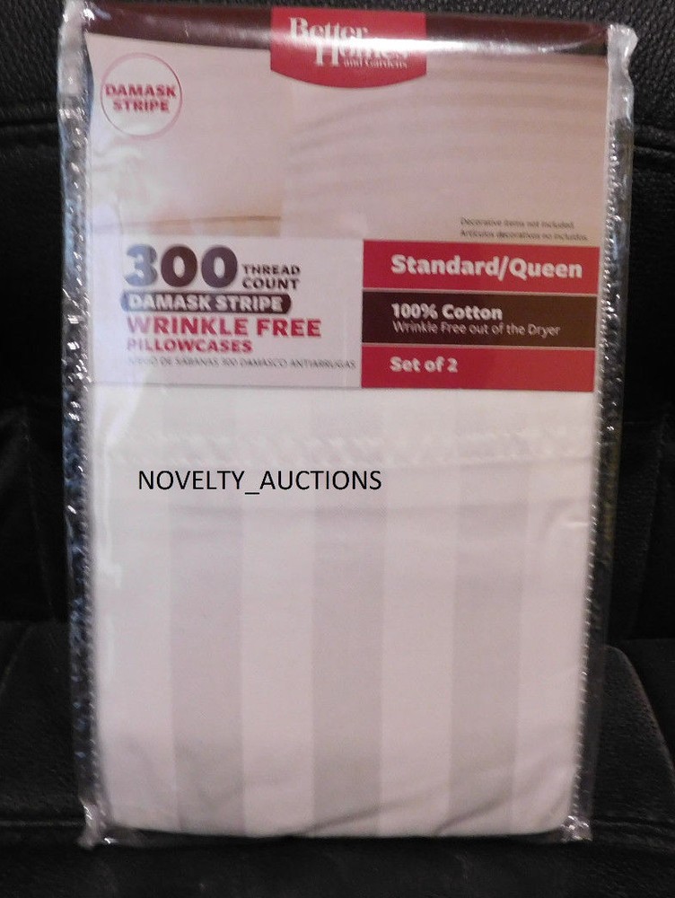 Better Homes 300 Thread Count Wrinkle Free Damask Stripe Pillow cases white