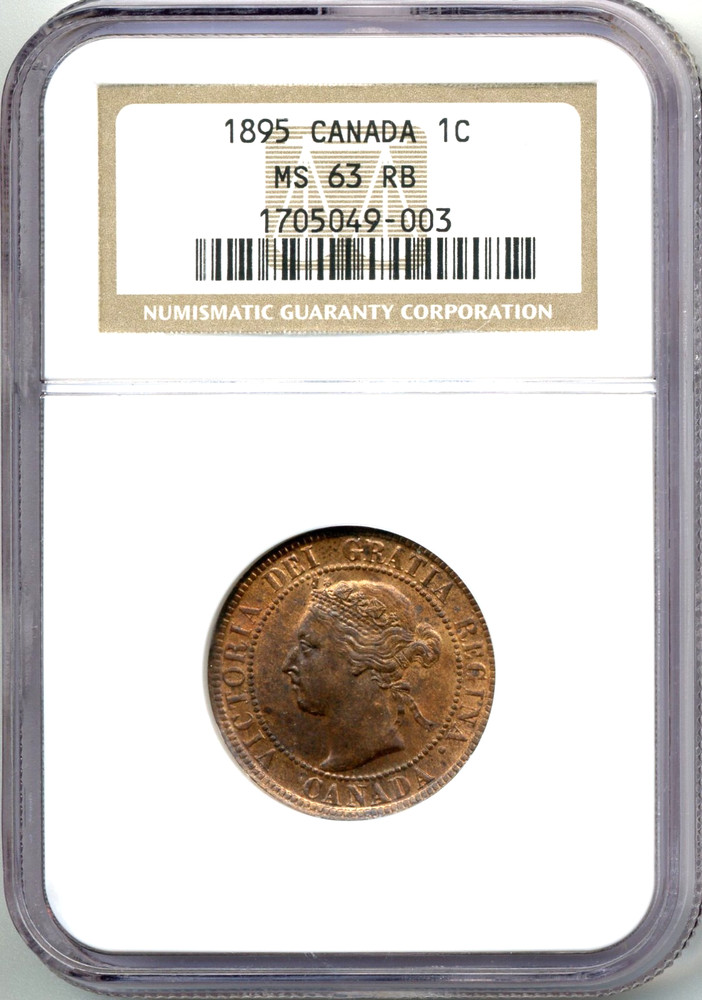 1895 Canada Large Cent - Choice Uncirculated, NGC MS63 RB