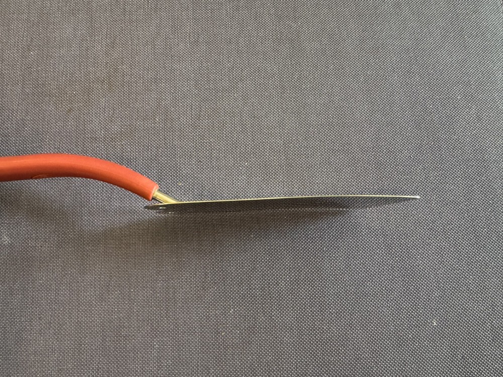 MEPRA ITALY STAINLESS SHORT HANDLE SOLID SPATULA FLIPPER MAGENTA HANDLE 11-5/8"