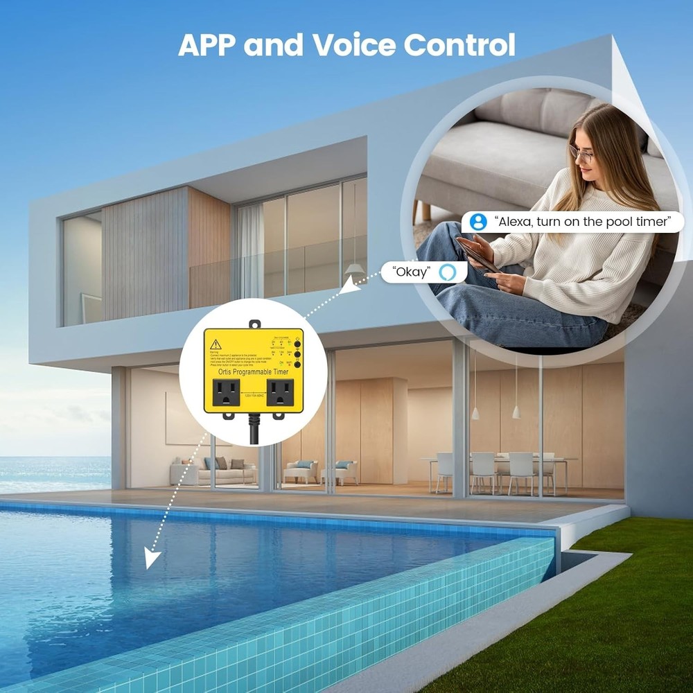 WiFi Pool Timer Switch for Smart Life App Control - Dual Socket Convenience