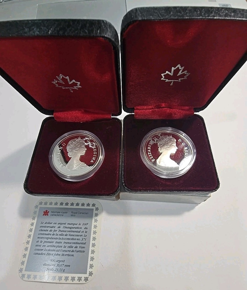 1981 & 1986 Canada Proof Dollars .500 Silver Trains