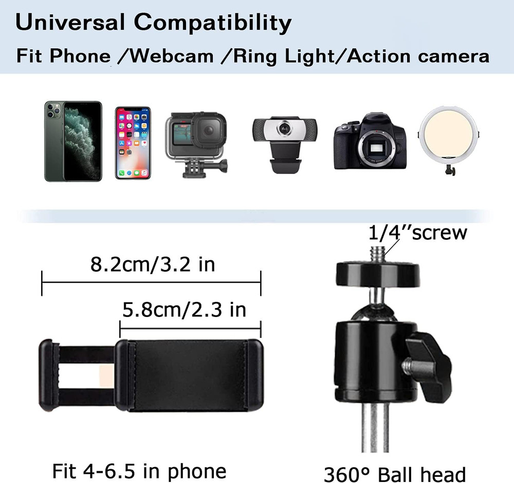 Overhead Tripod Mount for Camera Webcam Ring Light, Long Over Head Articulating