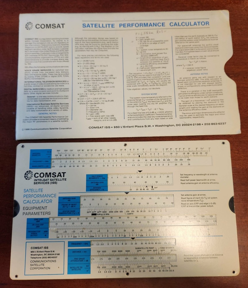 COMSAT INTELSAT Satellite Performance Calculator Vintage Space Age Slide Rule