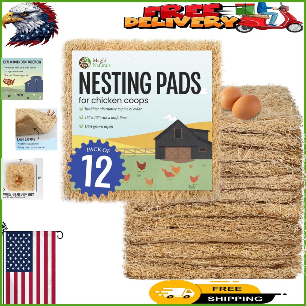 12 Aspen Nesting Liners for Chickens - Easy Clean, Sustainable & Eco-Friendly