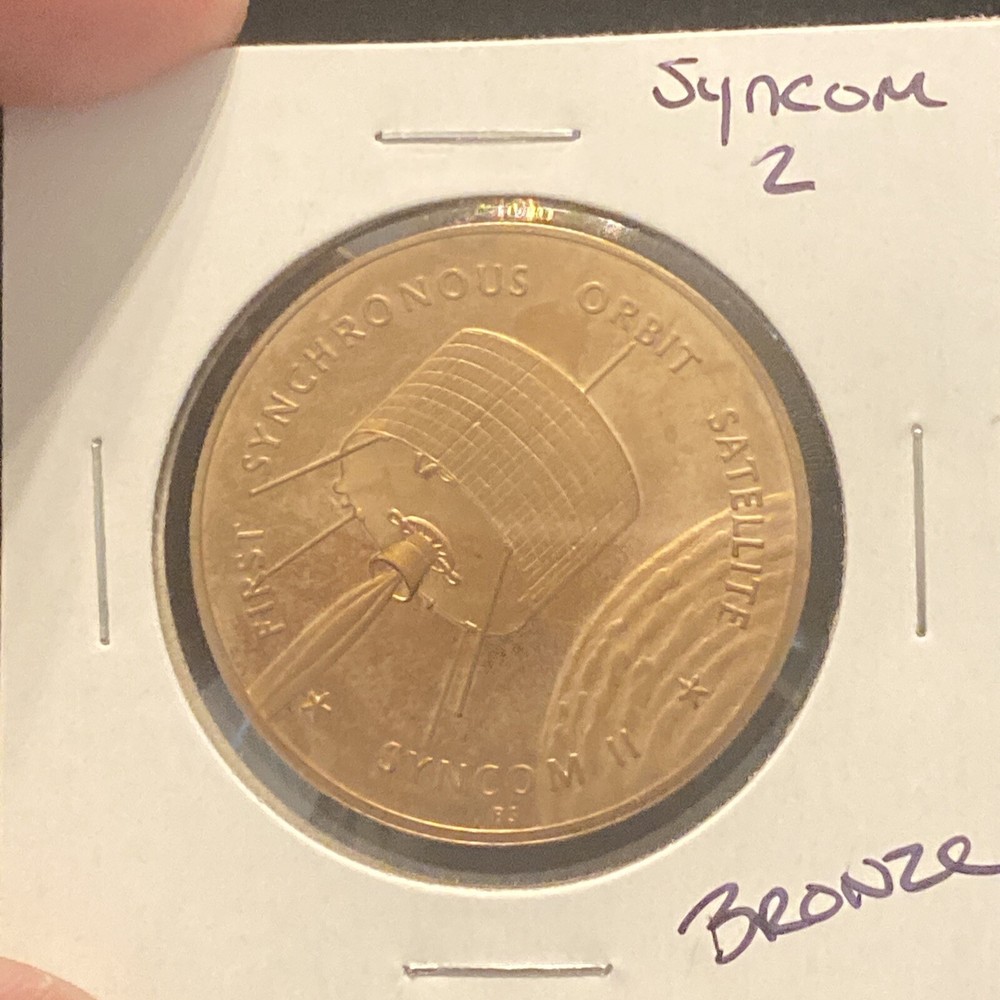 Vintage Syncom 2 Bronze Token Space Synchronous Orbit Satellite Token