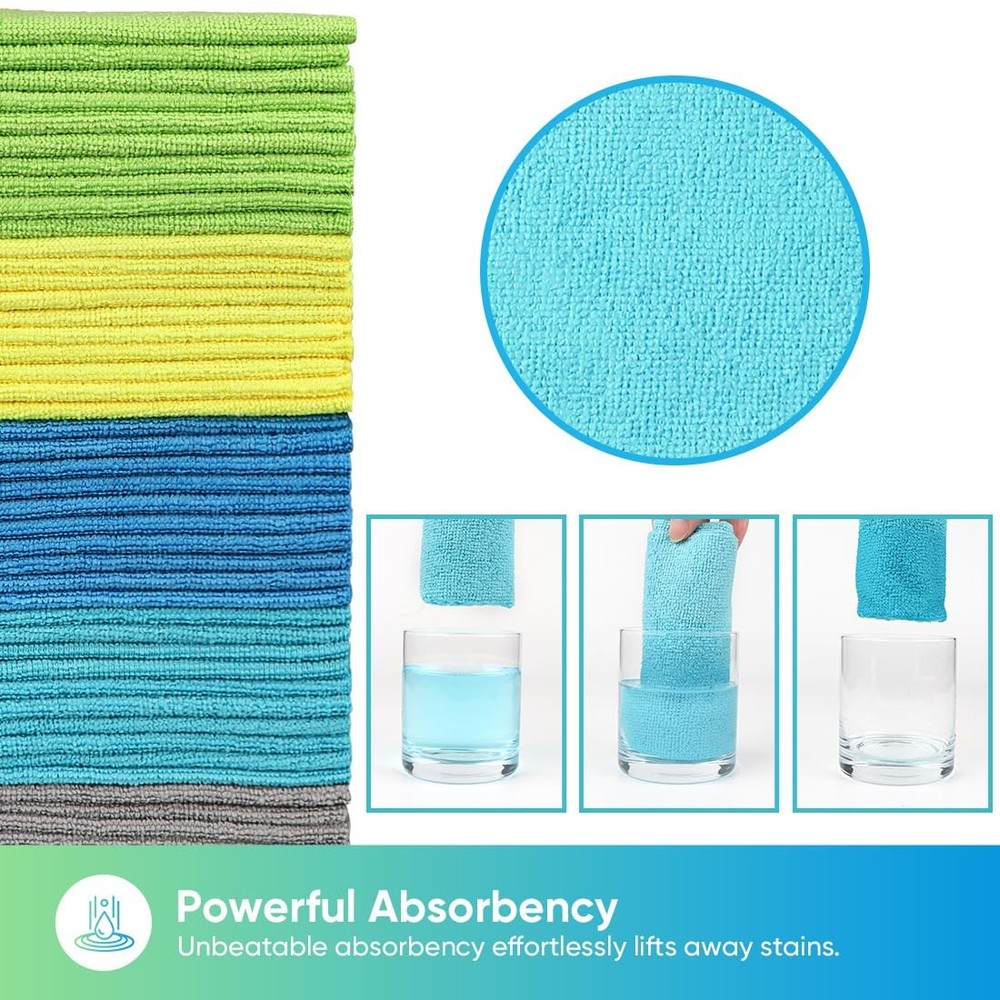 HOMEXCEL Microfiber Cleaning Cloths, 100 Pack 11.5 x Inch, Multicolor