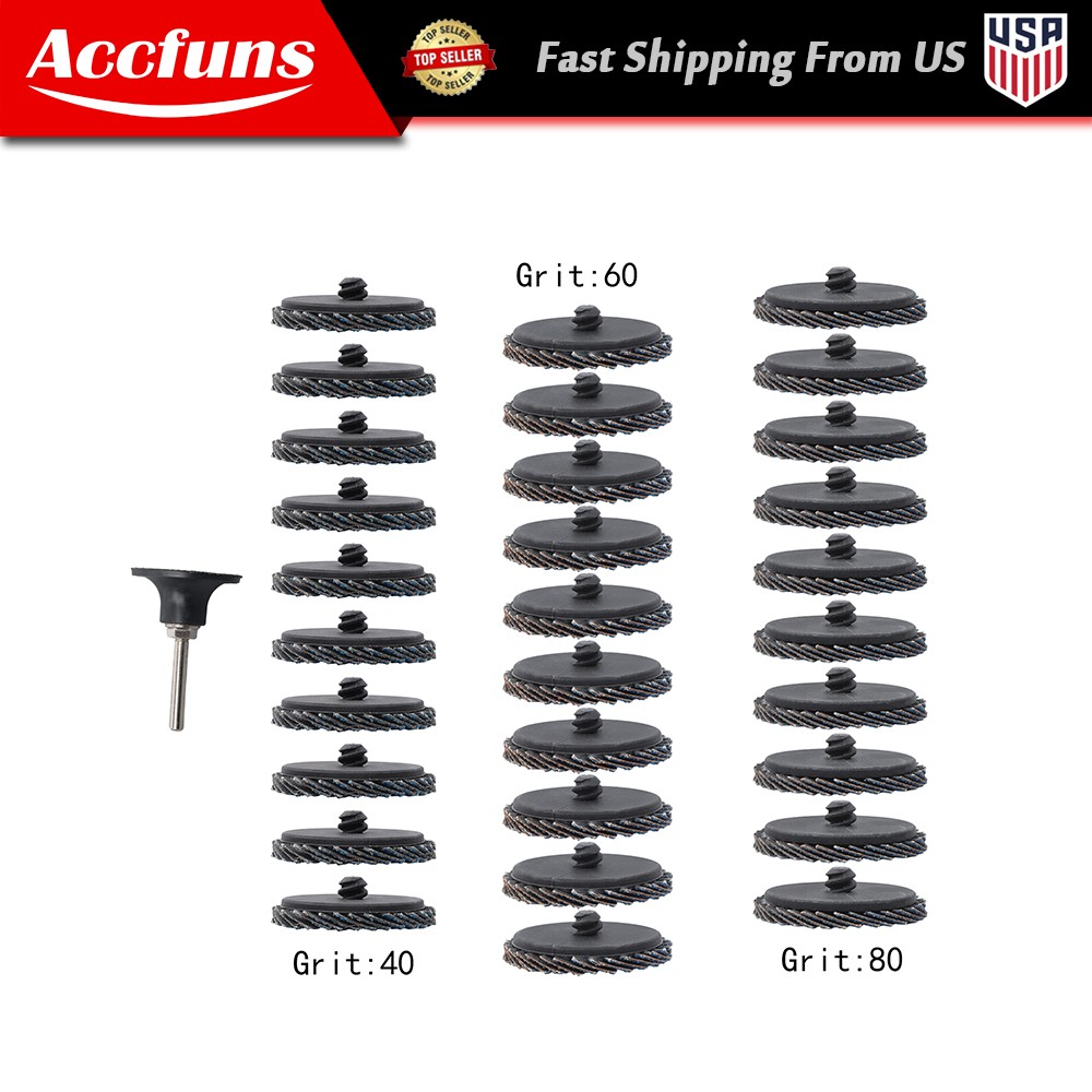 30PCS Mixed Curved Flap Disc 2" Roll Lock Quick Change Sanding Discs 40-80 Grit