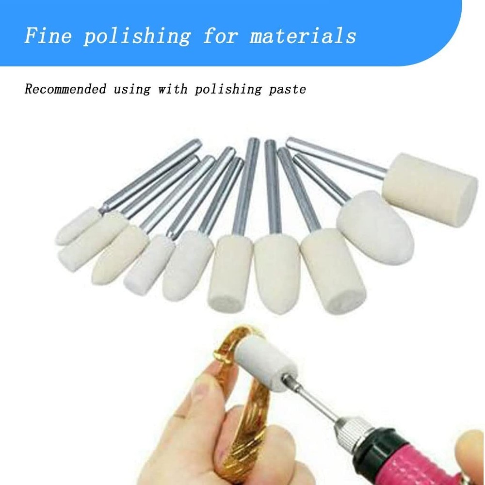 20-Piece Compressed Wool Polishing Wheels, 1/8" Mandrel Rotary Tool Bits