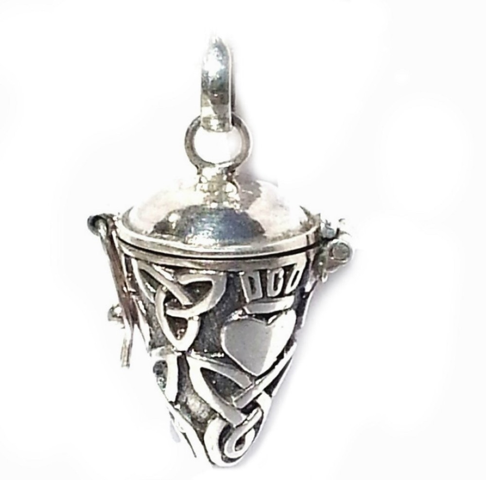 New 925 Sterling Silver Celtic Claddagh Lover Cone Shape Keepsake Pendent urn