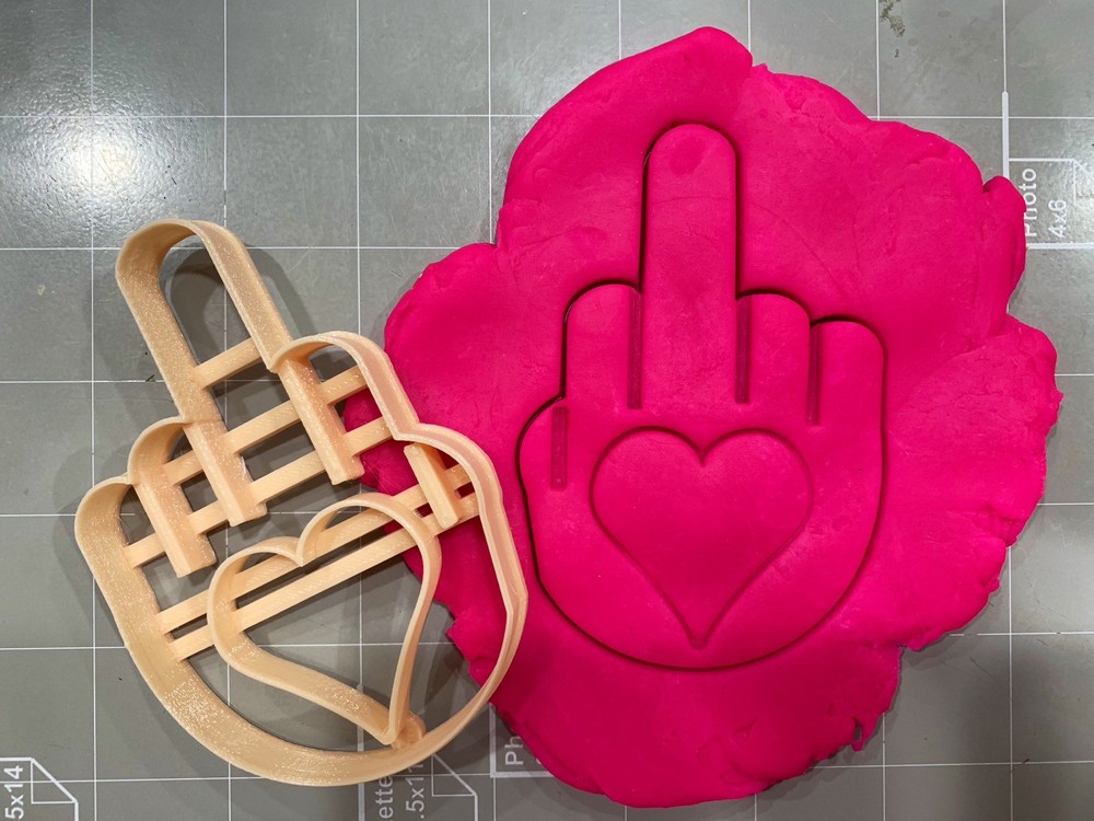 Middle Finger With Heart Imprint Cookie Cutter