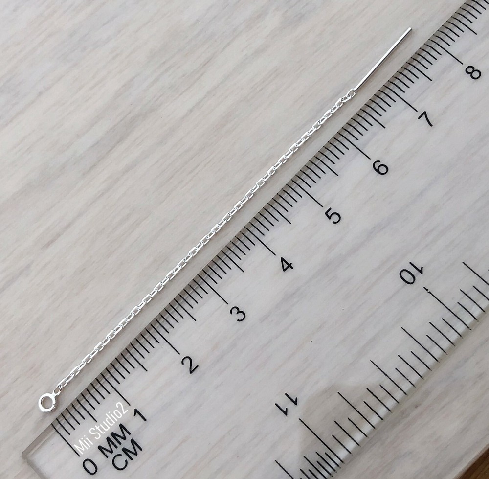 6pcs 925 Sterling Silver Diamond cut cable chain earring threader E13s