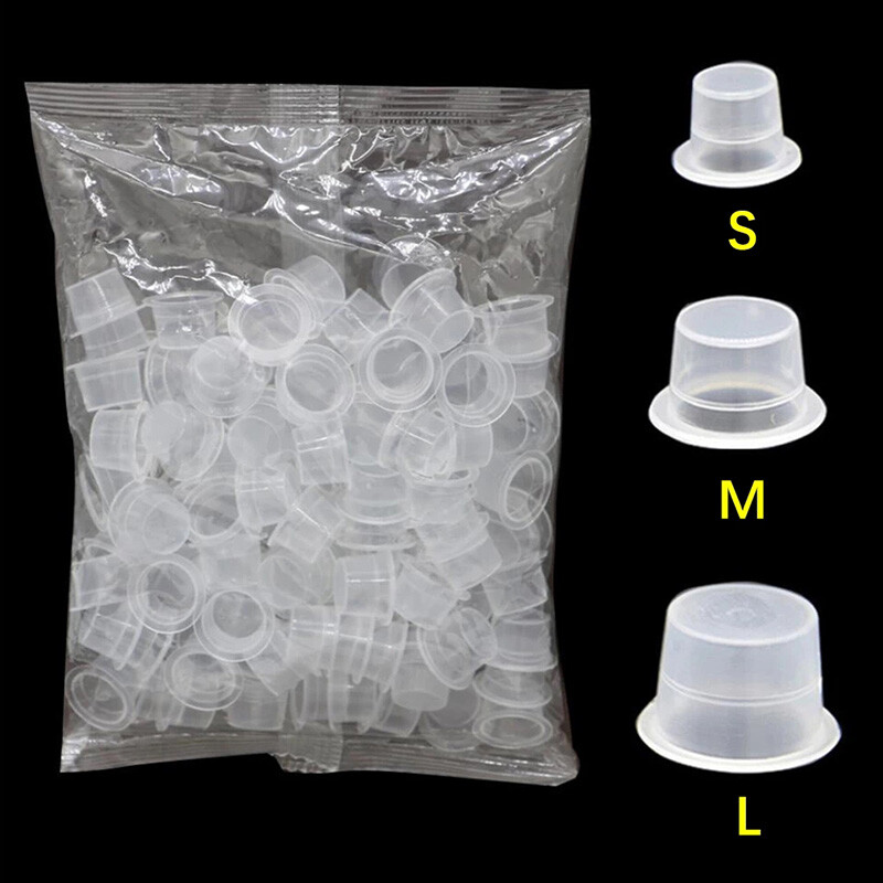 Tattoo Large Medium Small Ink Pigment Cup Ring transparent Microblading Cap Lip