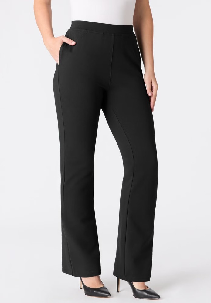 Roaman's Women's Plus Size Ponte Bootcut Pant With Pockets And Pull On Elastic